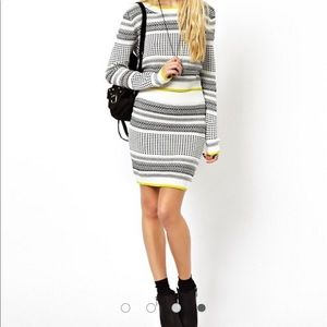 ASOS Textured Stripe Crop Sweater & Skirt Set
